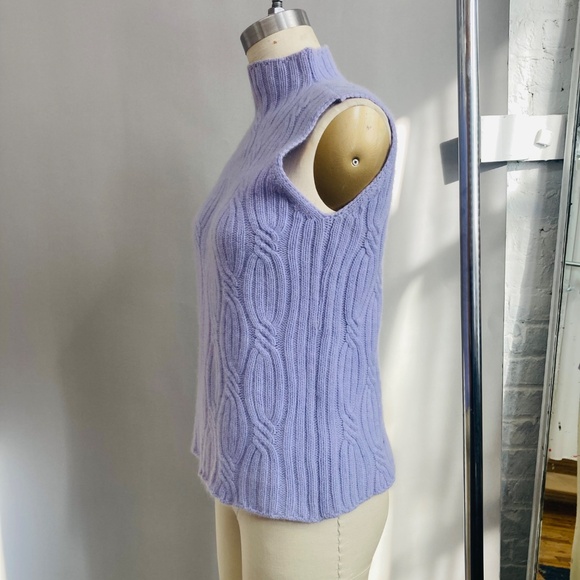 Lavender Cashmere Cable Knit Sweater Vest - Picture 2 of 6